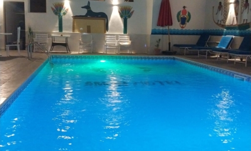 swimming pool at night
